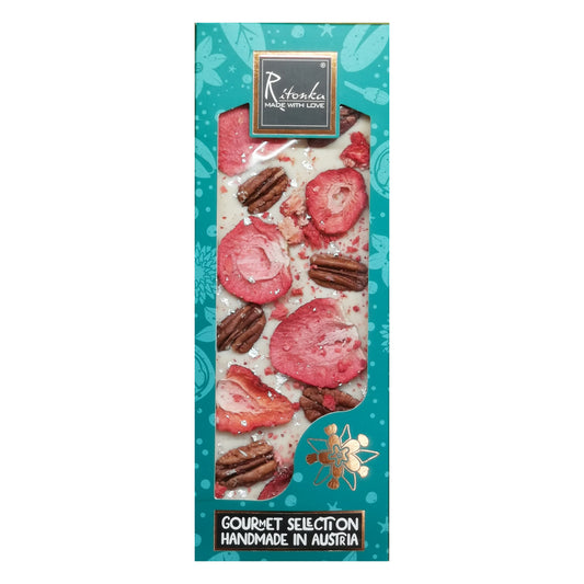 Ritonka gourmet selección - Chocolate blanco, pecan, fresa, plata, 130 g