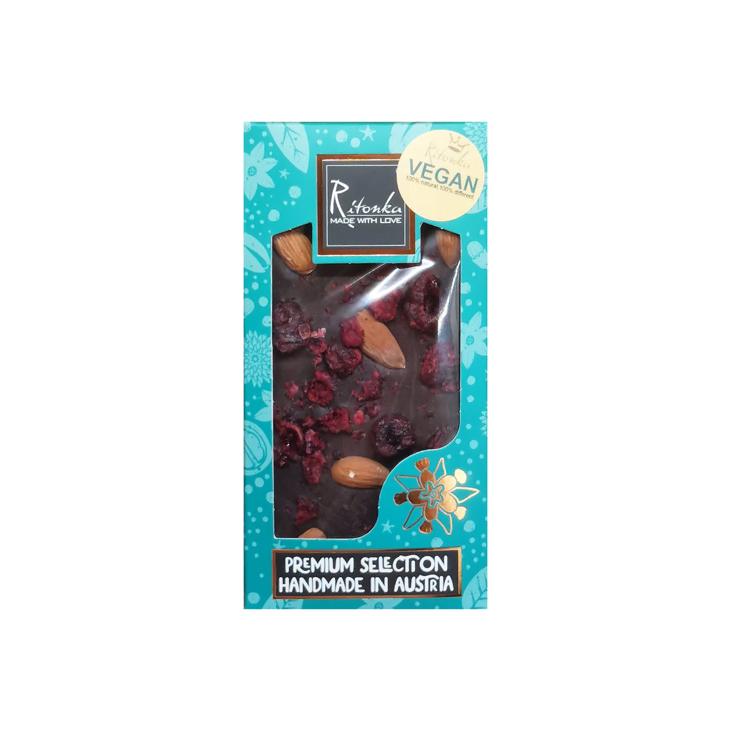 Ritonka premium - chocolate negro, almendra, cereza. 95 g