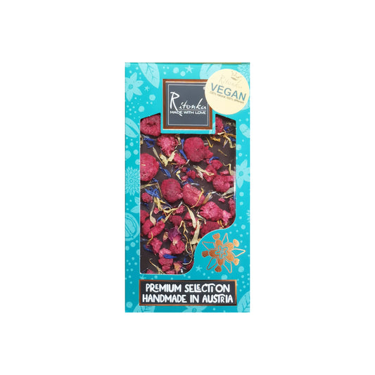 Ritonka premium - Chocolate negro, frambuesas, flores, 95 g