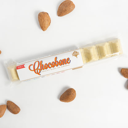 Chocobone BIO Weiße Schokolade und karamellisierte Mandeln 100Gr